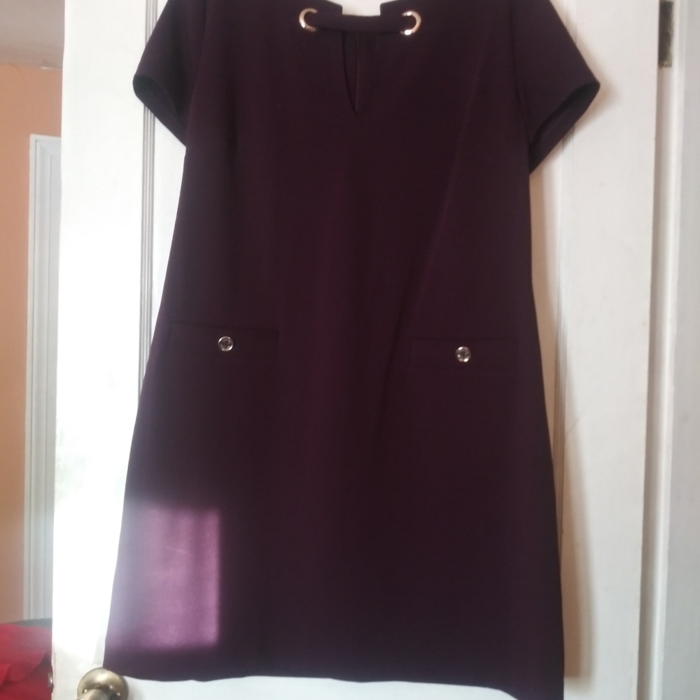 Plum dress with gold trim